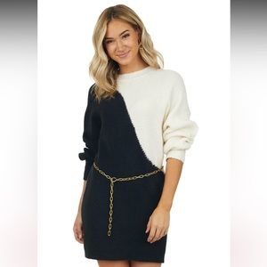 Asymmetrical colorblock sweater dress by Blu Pepper
